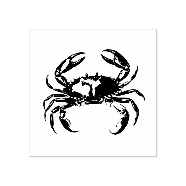 Modern Trendy Summer Trendy Seafood Crab Nautical Rubber Stamp (Imprint)