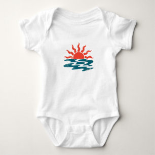 Modern Trendy Summer Tropical Beach Sunset Baby Bodysuit