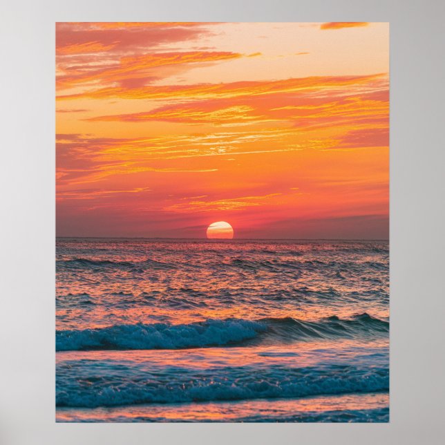 Modern Trendy Summer Tropical Beach Sunset         Poster (Front)