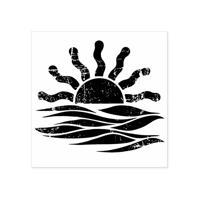 Modern Trendy Summer Tropical Beach Sunset         Rubber Stamp (Imprint)