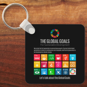 Modern Trendy Sustainability Goals Educational Key Ring