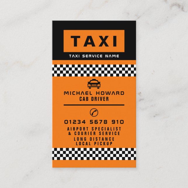 Modern & Trendy Taxi Cab Driver Business Card (Front)