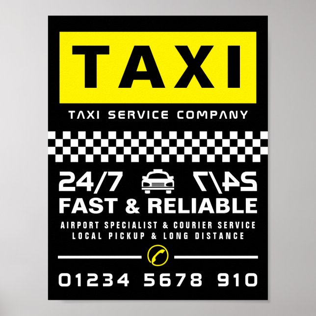 Modern & Trendy, Taxi Cab Firm Advertising Poster (Front)