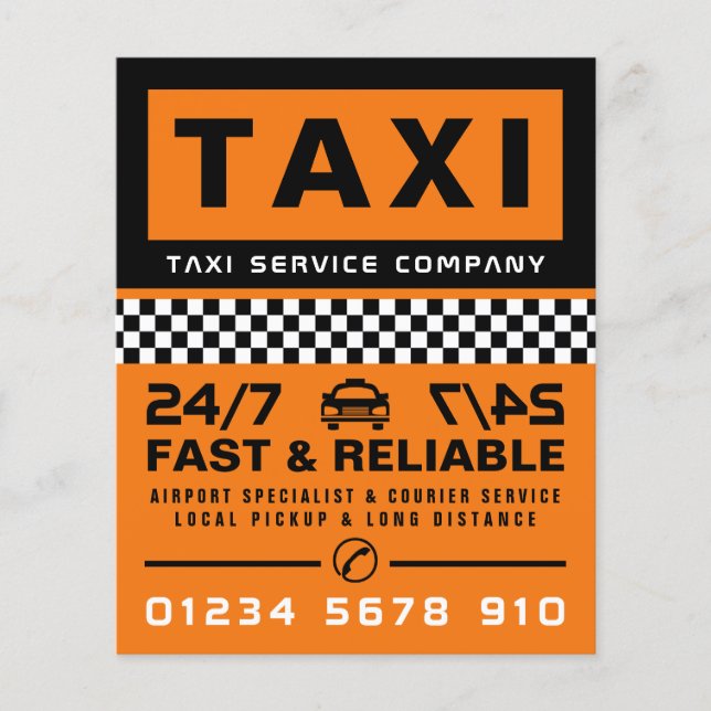 Modern & Trendy, Taxi Cab Firm with Price List Flyer (Front)