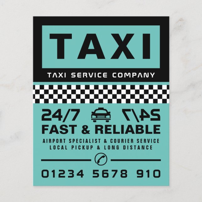 Modern & Trendy, Taxi Cab Firm with Price List Flyer (Front)