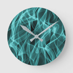 Modern Trendy Teal Abstract Pattern  Round Clock