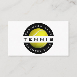 Modern Trendy Tennis Club Coach Logo Social Media Business Card