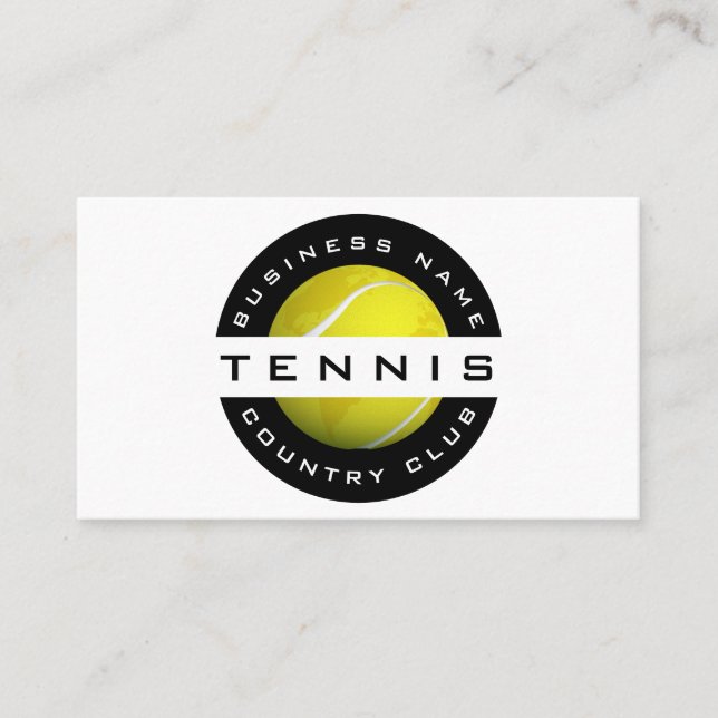 Modern Trendy Tennis Club Coach Logo Social Media Business Card (Front)