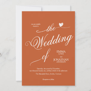 Modern Trendy Terracotta Heart Wedding Invitation