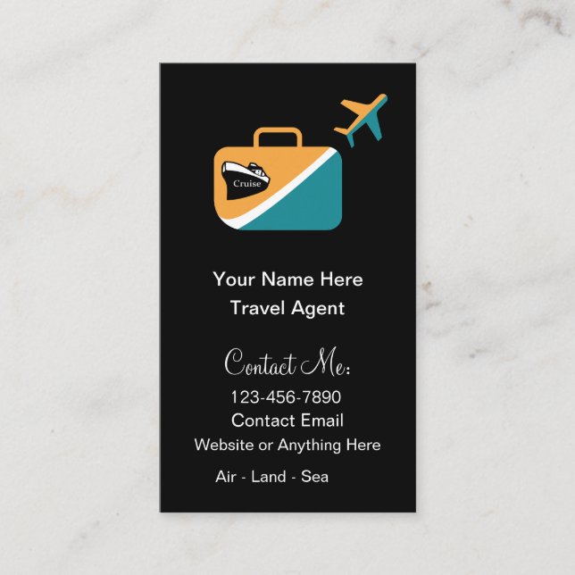 Modern Trendy Travel Agent Expert  Business Card (Front)