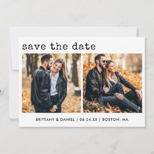 Modern Trendy Typewriter Text 2 Photo Save The Date