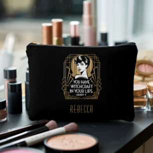 Modern Trendy Typography Quote Black Gold Accessory Pouch