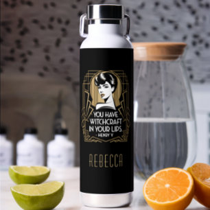 Modern Trendy Typography Quote Black Gold Water Bottle