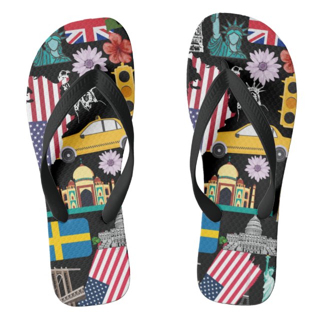 Modern trendy unique design USA summer beach chic Flip Flops (Footbed)