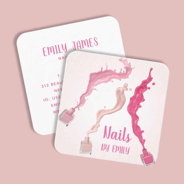 Modern Trendy Unique Professional Nail Spa Salon Square Business Card (Creator Uploaded)
