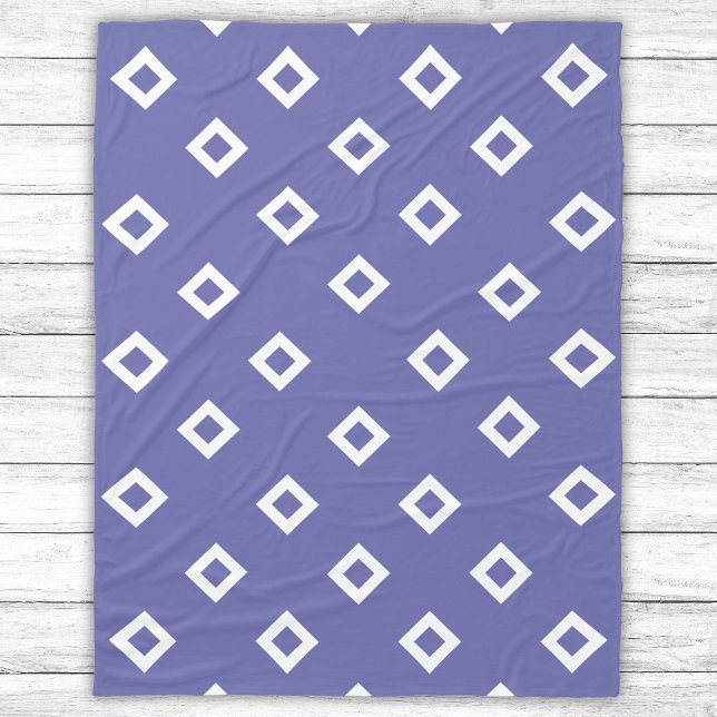 Modern Trendy Very Peri Geometric Pattern Fleece Blanket (Creator Uploaded)
