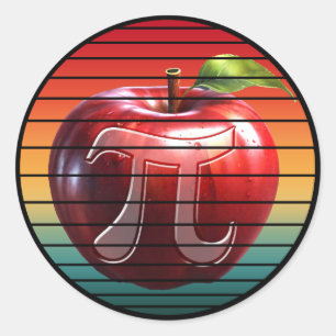 Modern Trendy Vintage Pi Day Apple Fruit Classic Round Sticker