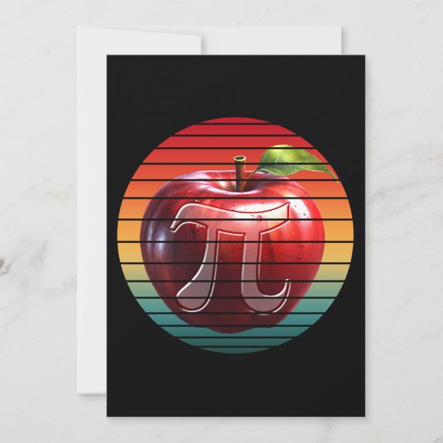 Modern Trendy Vintage Pi Day Apple Fruit Invitation (Front)