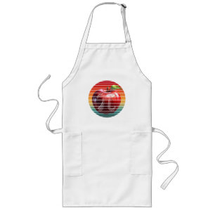 Modern Trendy Vintage Pi Day Apple Fruit Long Apron