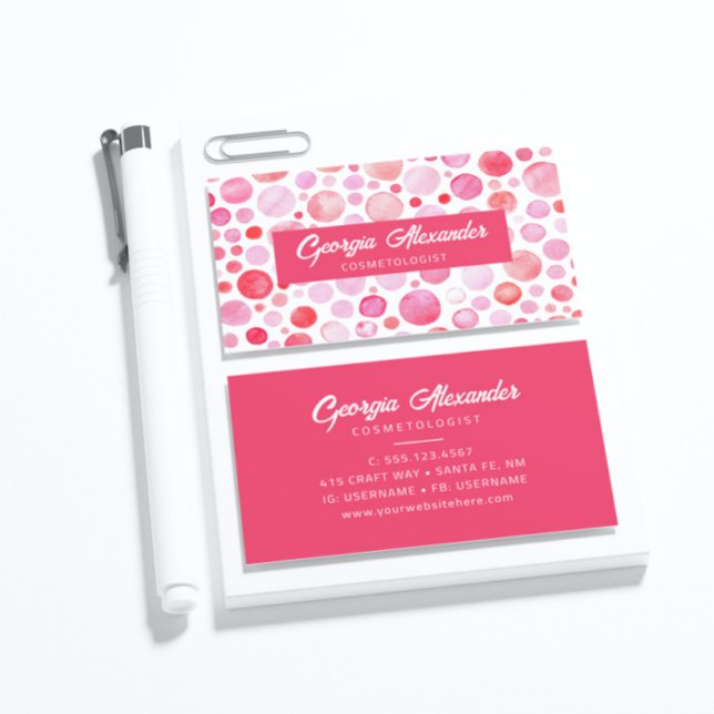 Modern Trendy Watercolor Abstract Cosmetologist Business Card (Creator Uploaded)