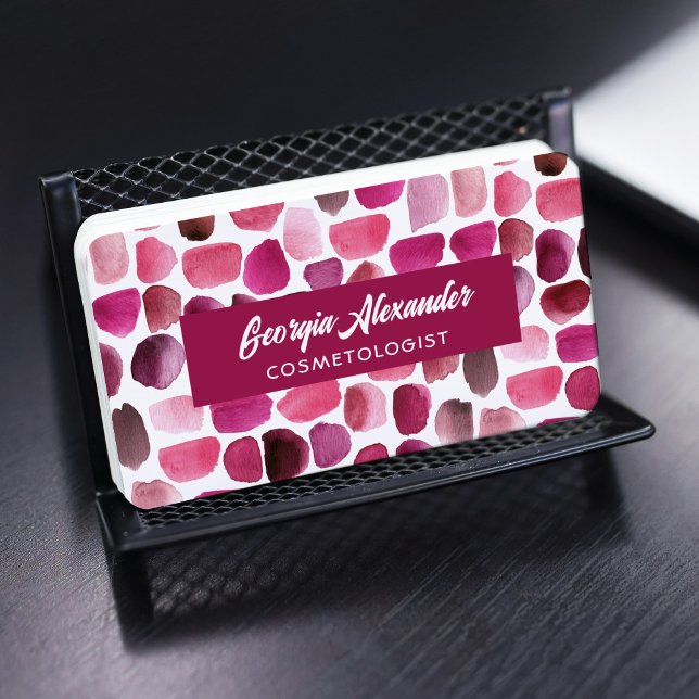 Modern Trendy Watercolor Abstract Cosmetologist Business Card (Creator Uploaded)