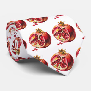 Modern Trendy Watercolor Fruit Pomegranate Tie
