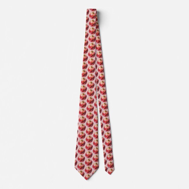 Modern Trendy Watercolor Fruit  Pomegranate Tie (Front)