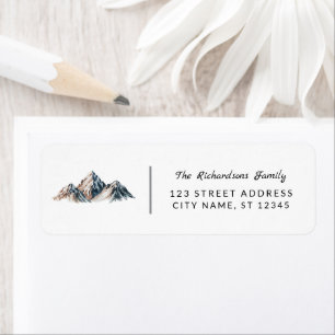 Modern Trendy Watercolor Mountains Address Label