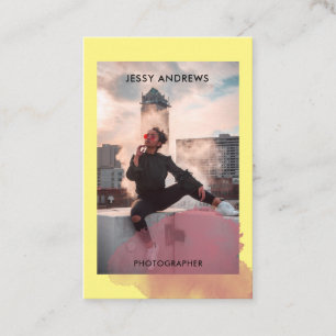 Modern Trendy Watercolor Photo Business Card