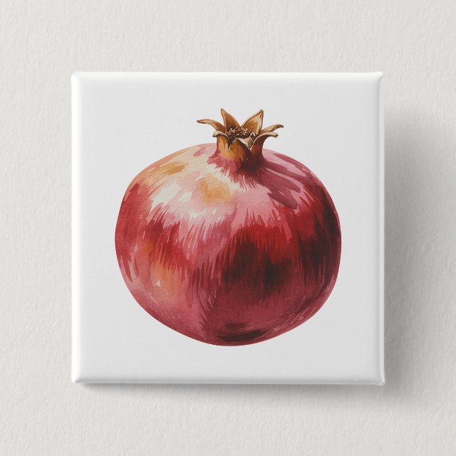 Modern Trendy Watercolor Pomegranate  15 Cm Square Badge (Front)