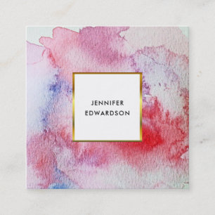 Modern trendy watercolor splash professional square business card