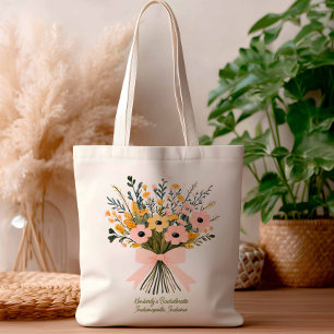 Modern Trendy Wedding Bouquet Tote Bag
