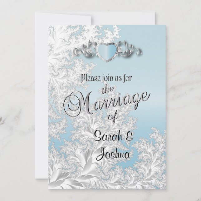 Modern Trendy Wedding in a Aqua Blue Damask Invitation (Back)