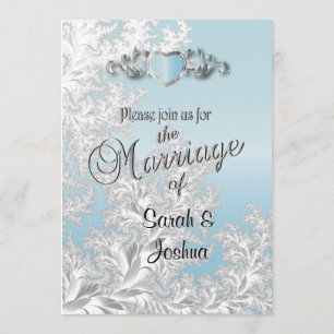 Modern Trendy Wedding in a Aqua Blue Damask Invitation