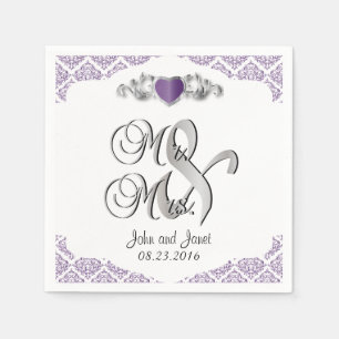 Modern Trendy Wedding in a Purple Damask Napkin