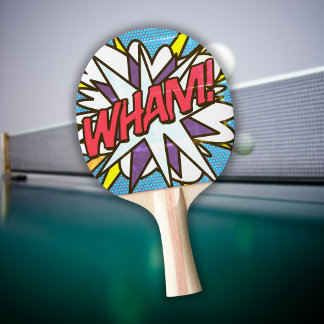 Modern Trendy WHAM Comic Book Colorful Ping Pong Paddle