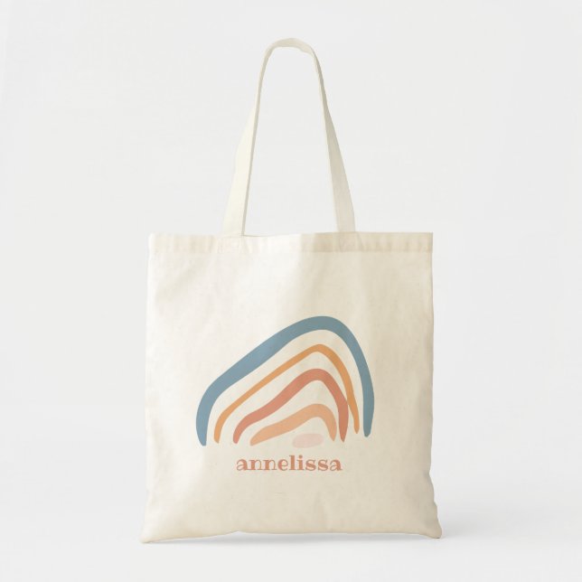Modern Trendy Whimsical Rainbow For Girls Tote Bag (Front)
