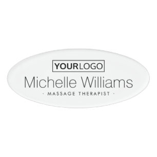 Modern trendy white add your own logo name tag