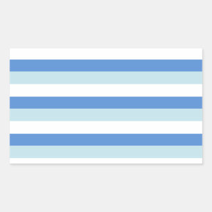 Modern Trendy White Blue Stripe Pattern Rectangular Sticker