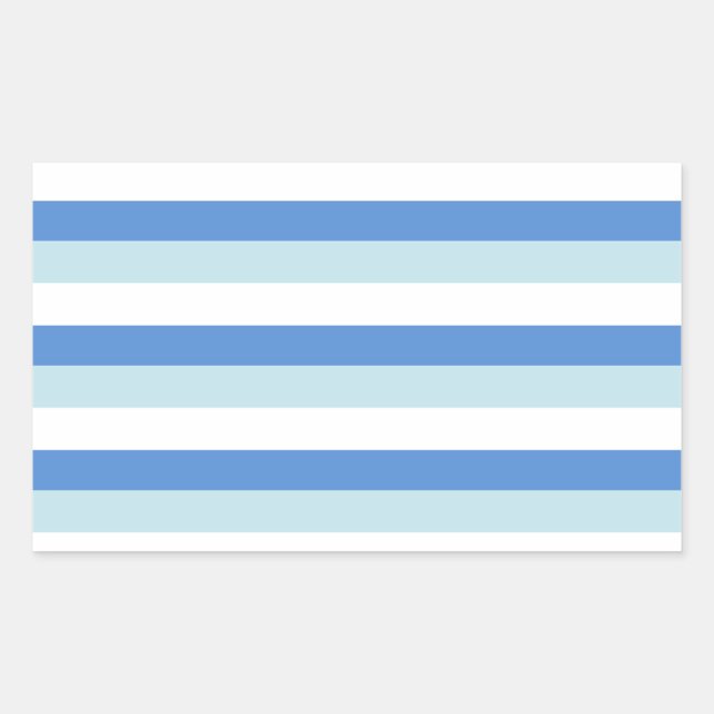 Modern Trendy White Blue Stripe Pattern Rectangular Sticker (Front)