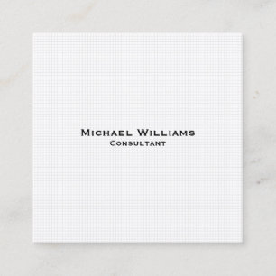 Modern Trendy White Checks Minimalist Professional Square Business Card