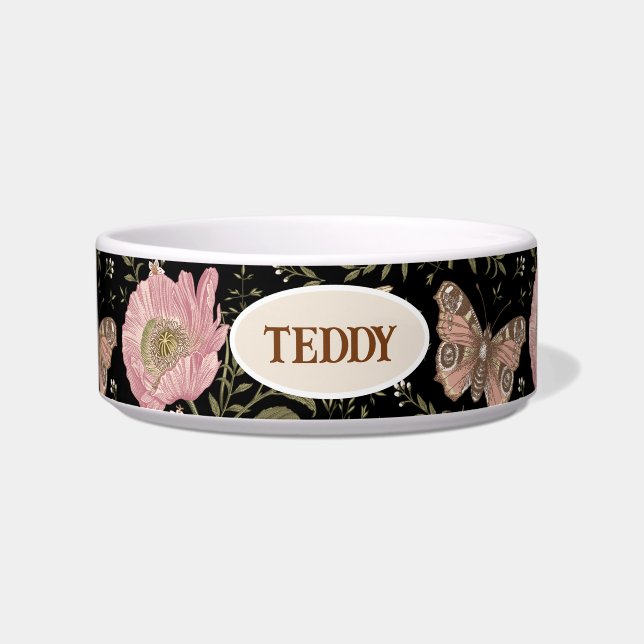 Modern Trendy Wildflower Botanical Floral Monogram Bowl (Front)