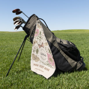 Modern Trendy Wildflower Botanical Floral Monogram Golf Towel
