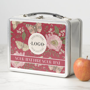 Modern Trendy Wildflower Botanical Floral Monogram Metal Lunch Box