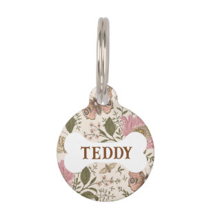 Modern Trendy Wildflower Botanical Floral Monogram Pet Tag