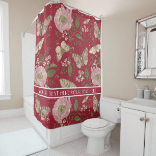 Modern Trendy Wildflower Botanical Floral Monogram Shower Curtain