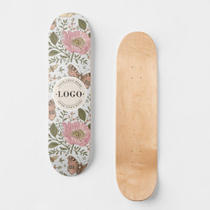 Modern Trendy Wildflower Botanical Floral Monogram Skateboard