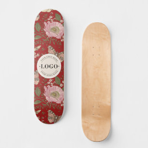 Modern Trendy Wildflower Botanical Floral Monogram Skateboard