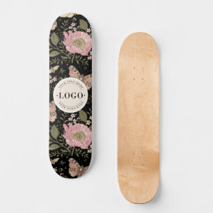 Modern Trendy Wildflower Botanical Floral Monogram Skateboard