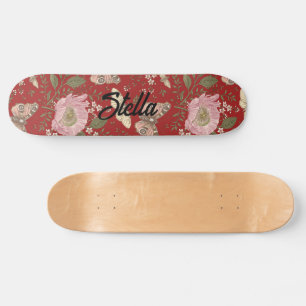 Modern Trendy Wildflower Botanical Floral Monogram Skateboard